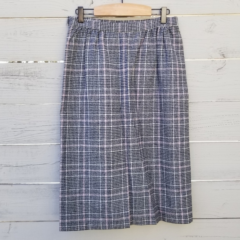 Pendleton Virgin Wool Houndstooth Plaid High Waist Skirt Size 10 - Picture 6 of 6